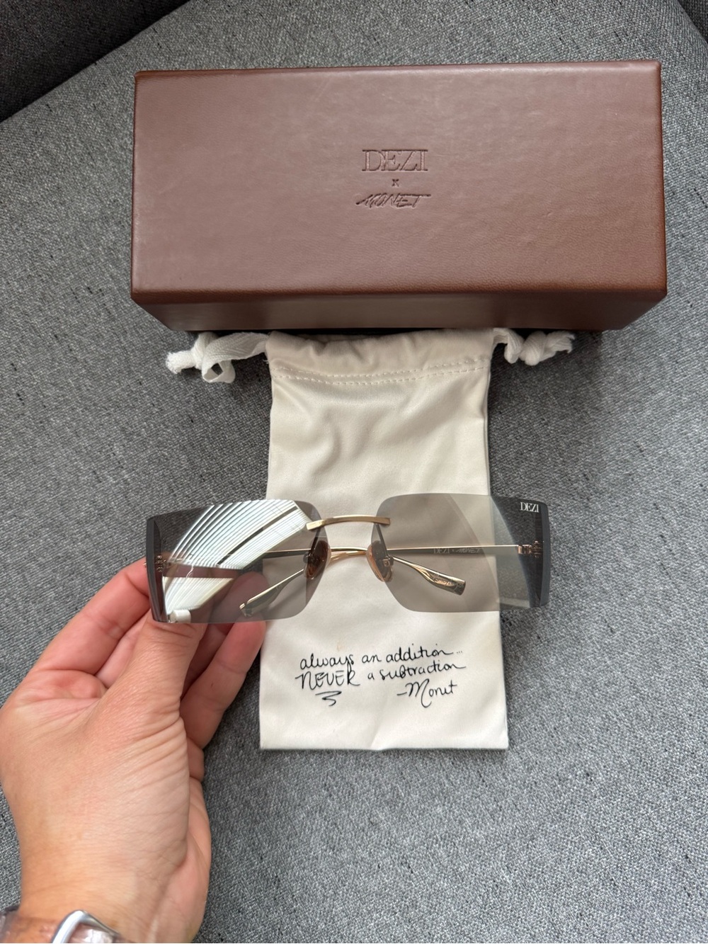 Dezi x Monet Moneybag 58mm Rimless Square Sunglasses Sold Out - Picture 2 of 12